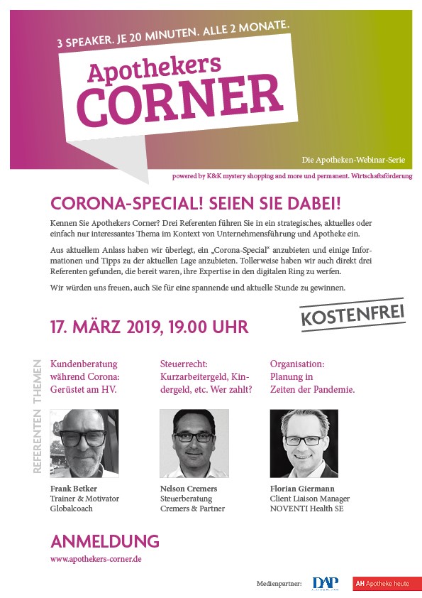 Coronavirus Apotheke Digitalisierung eRezept Webinar Covid-19